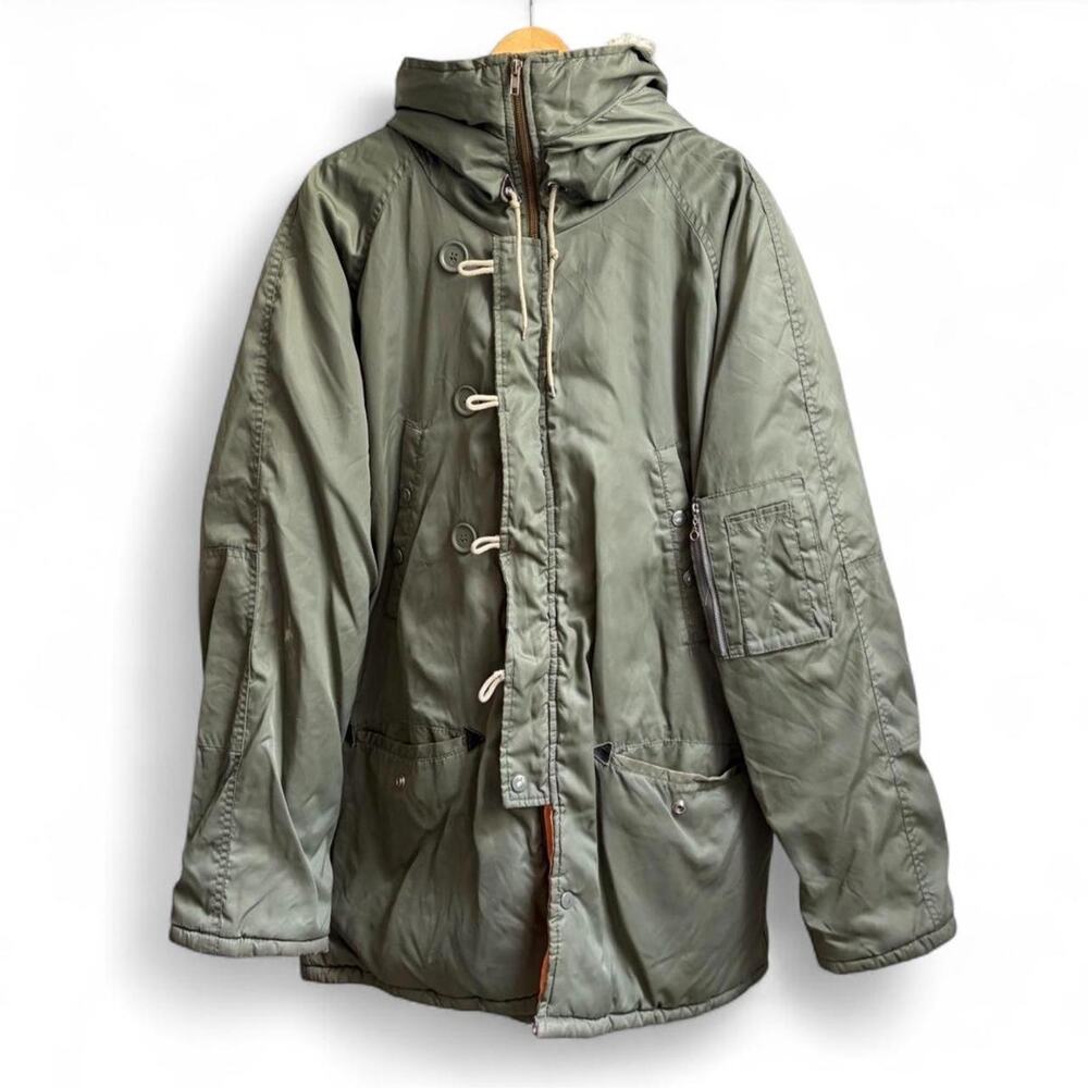Vintage 70s N3B Military Parka Jacket Mens XL Utility Outdoor Grunge Olive Green
